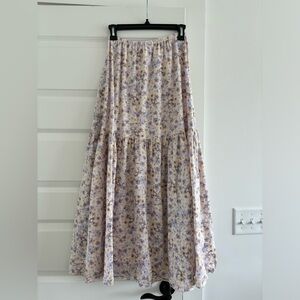 H&M floral linen tiered maxi skirt size XS